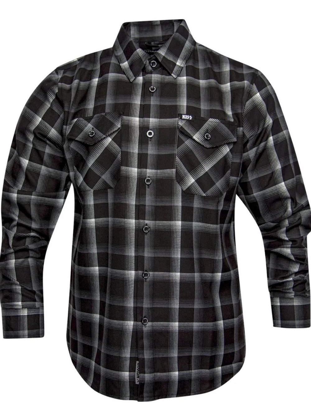 DIXXON KISS Black & Gray Plaid Long-Sleeve Button-Down Shirt